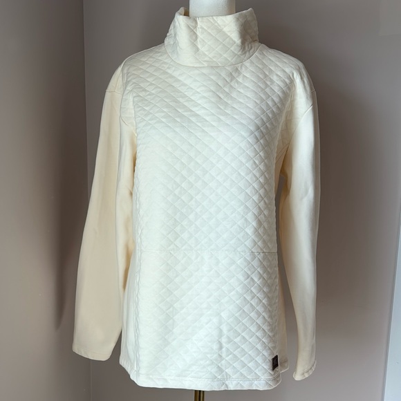 L.L. Bean Sweaters - L.L. Bean Quilted Funnelneck Pullover Sweatshirt Cream Size Medium
